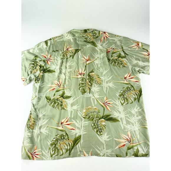 Paradise Found Hawaiian Shirt Men’s 2XL Wood Buttons Bird Flower Aloha Tiki Camp - Picture 6 of 7